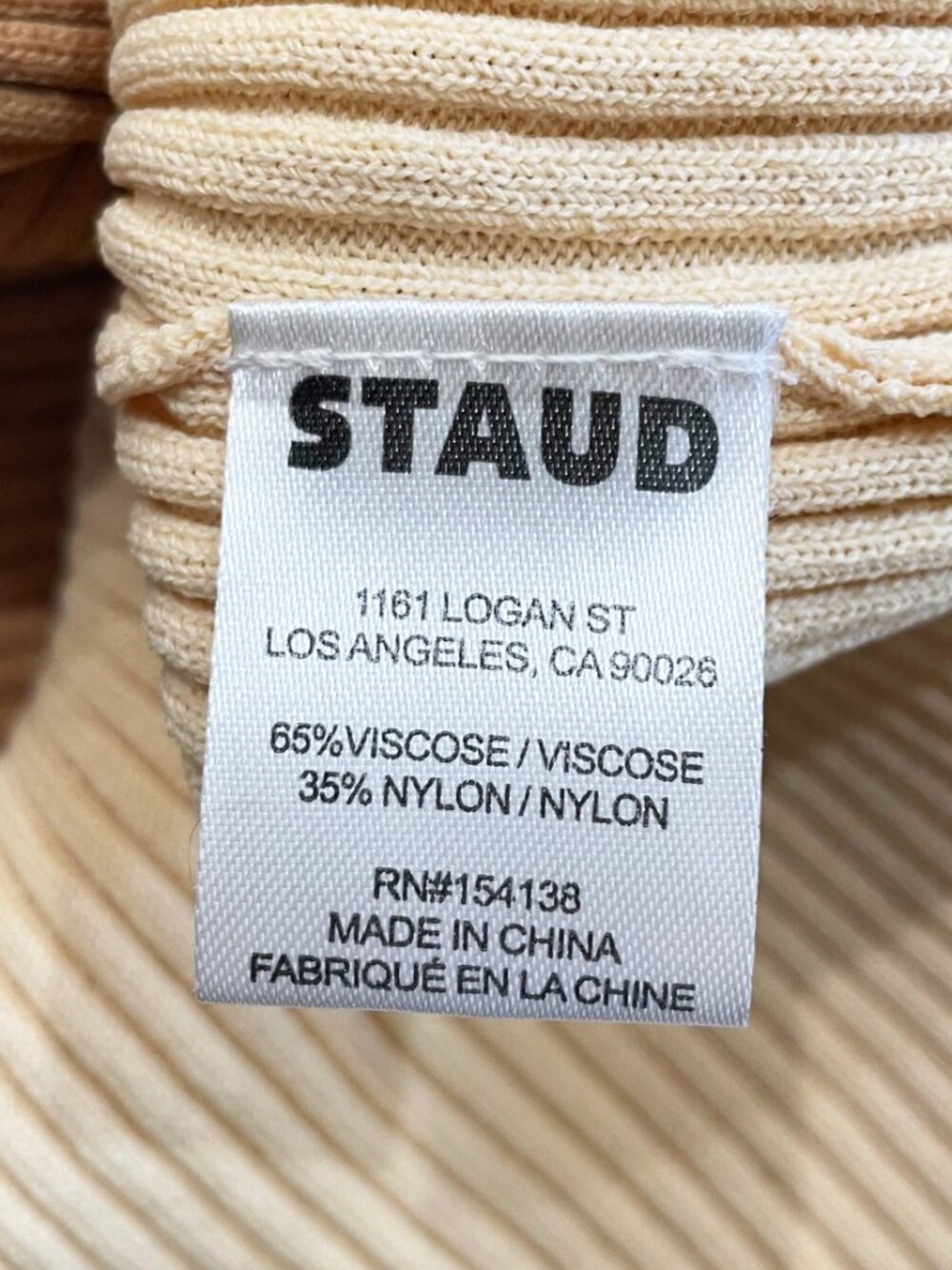 New Staud Dana Colorblock Ribbed Midi Dress Beige Small $165 - Picture 8 of 9